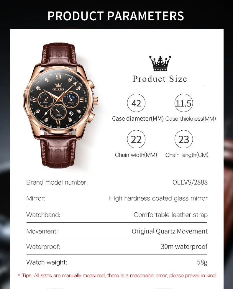 Montre Homme OLEVS – Élégance Multifonctionnelle et Design Raffiné