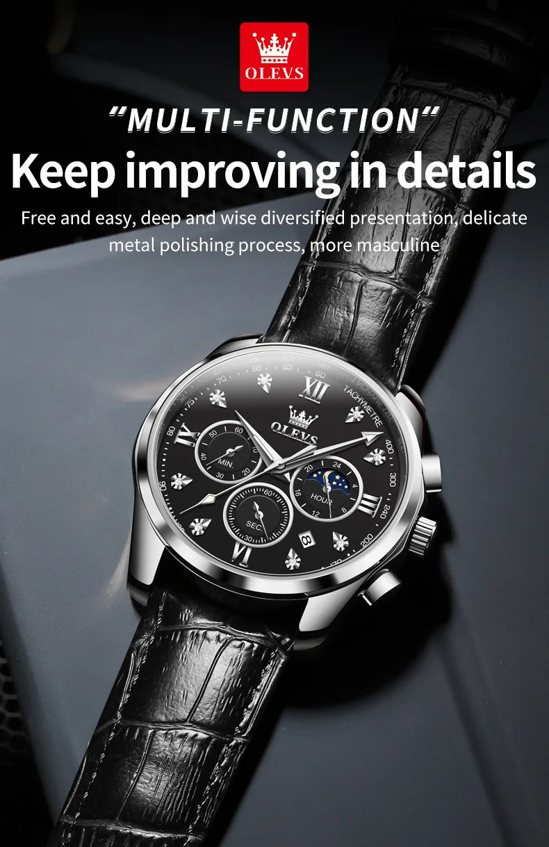 Montre Homme OLEVS – Élégance Multifonctionnelle et Design Raffiné