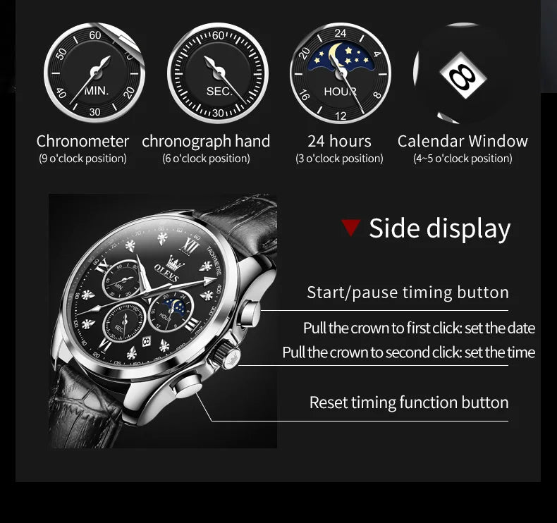 Montre Homme OLEVS – Élégance Multifonctionnelle et Design Raffiné