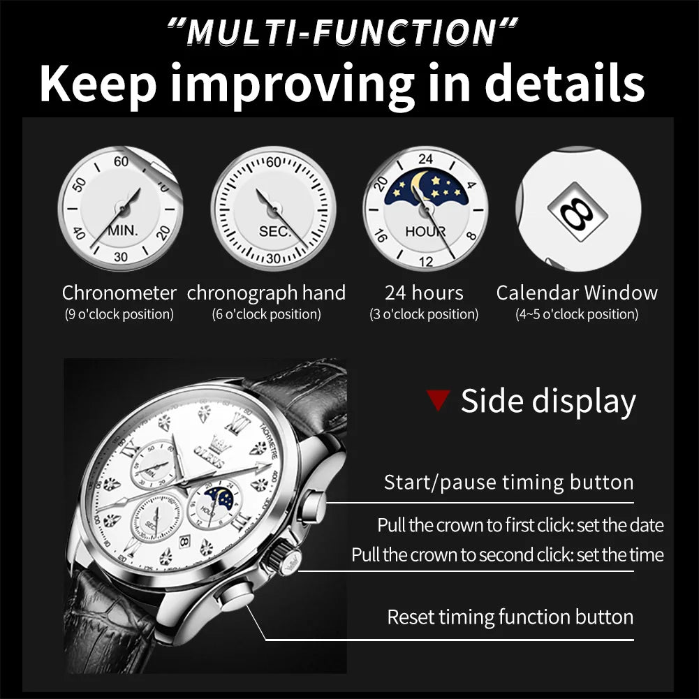 Montre Homme OLEVS – Élégance Multifonctionnelle et Design Raffiné