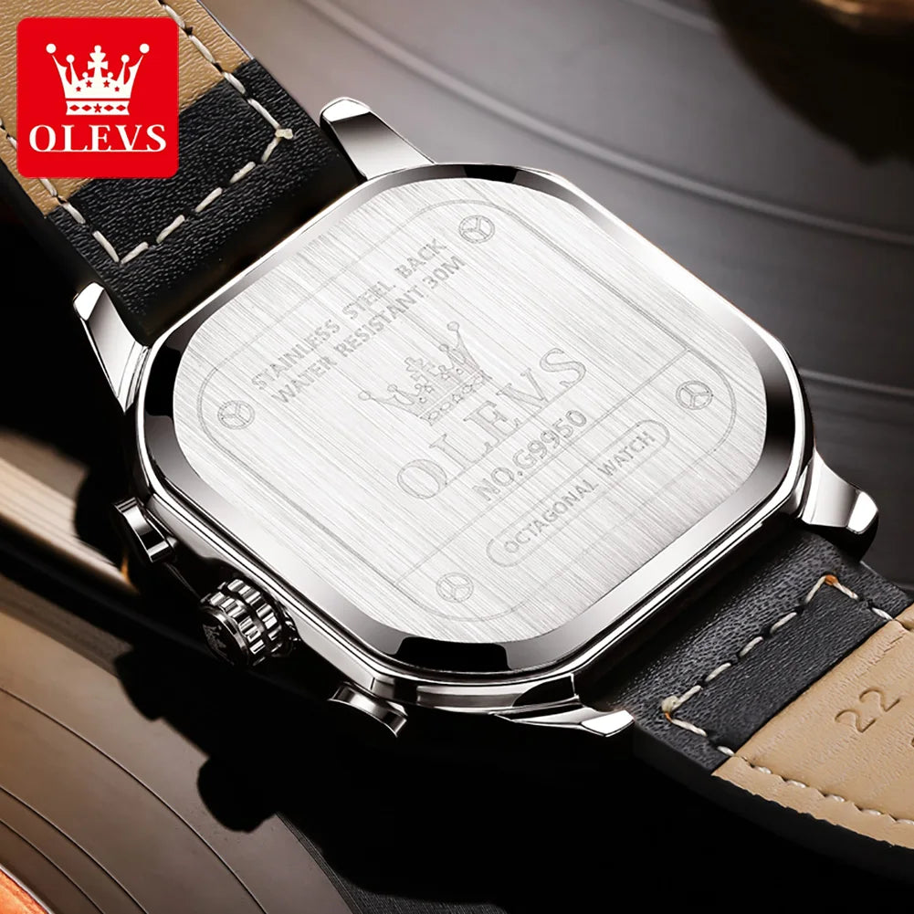 Montre Homme OLEVS – Élégance Carrée et Fonctionnalité Avancée